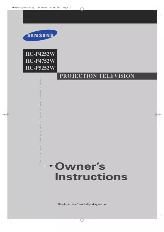 Mode d'emploi SAMSUNG HC-P5252W