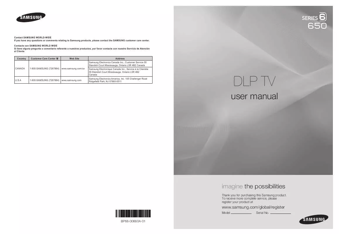 Mode d'emploi SAMSUNG HL72A650C1F