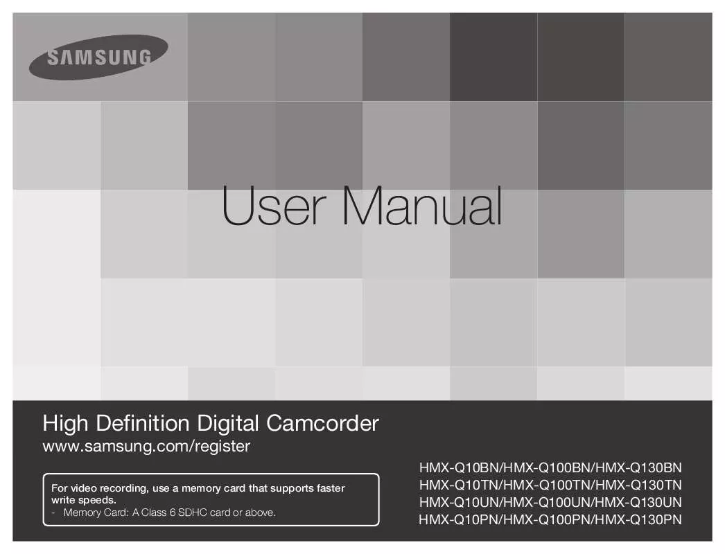 Mode d'emploi SAMSUNG HMX-Q10BN