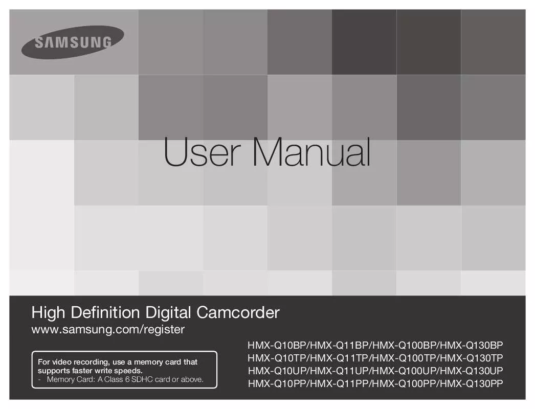 Mode d'emploi SAMSUNG HMX-Q10PP