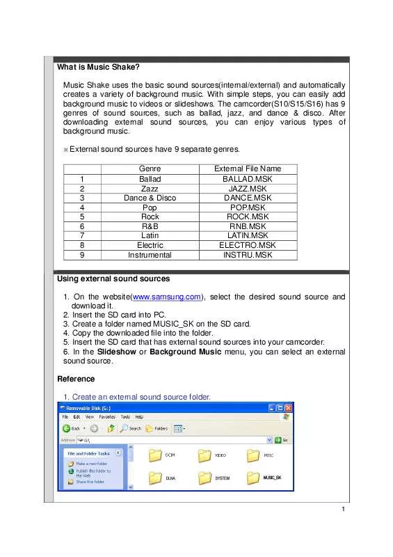 Mode d'emploi SAMSUNG HMX-S16BN