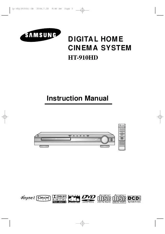 Mode d'emploi SAMSUNG HT-910HD