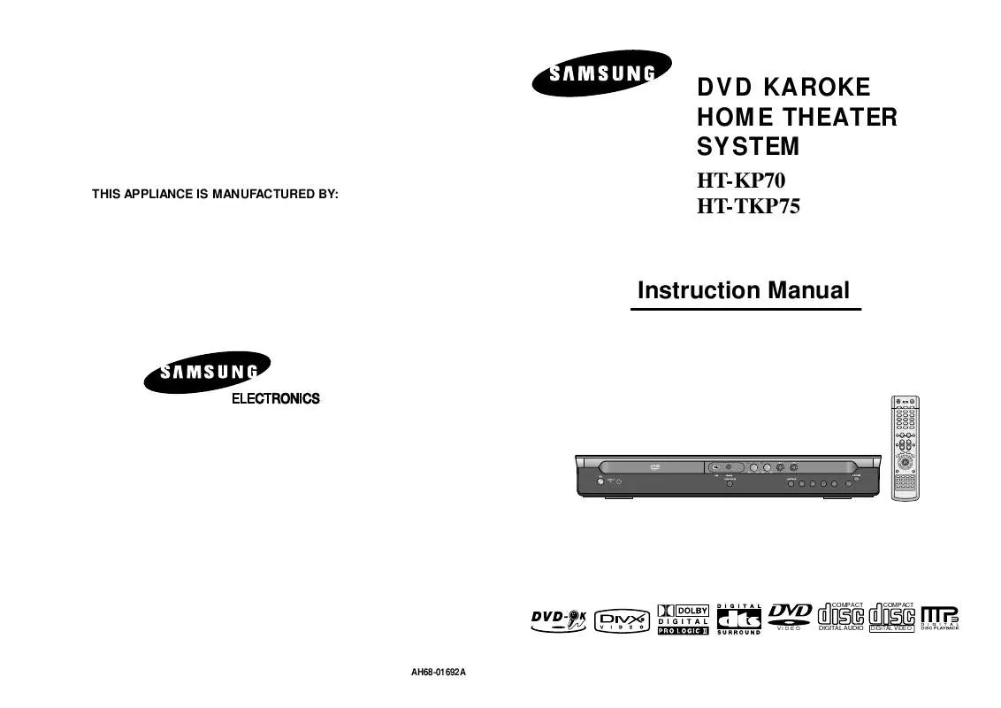 Mode d'emploi SAMSUNG HT-KP70