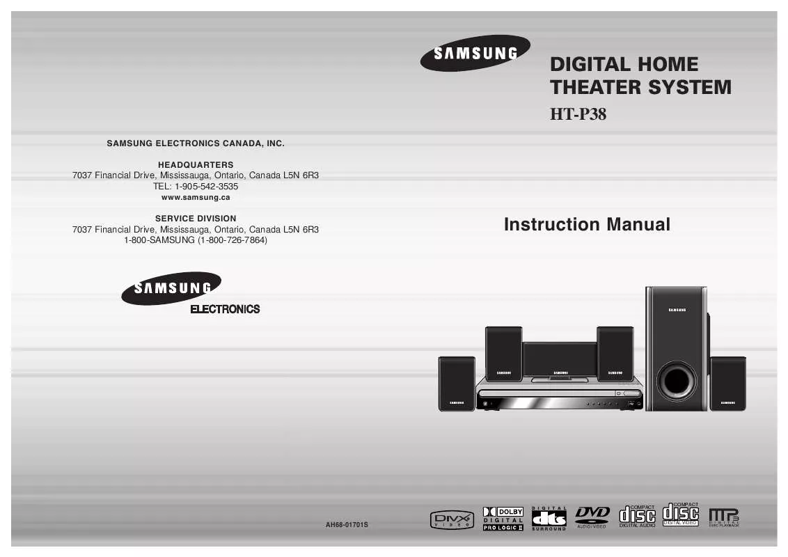 Mode d'emploi SAMSUNG HT-P38