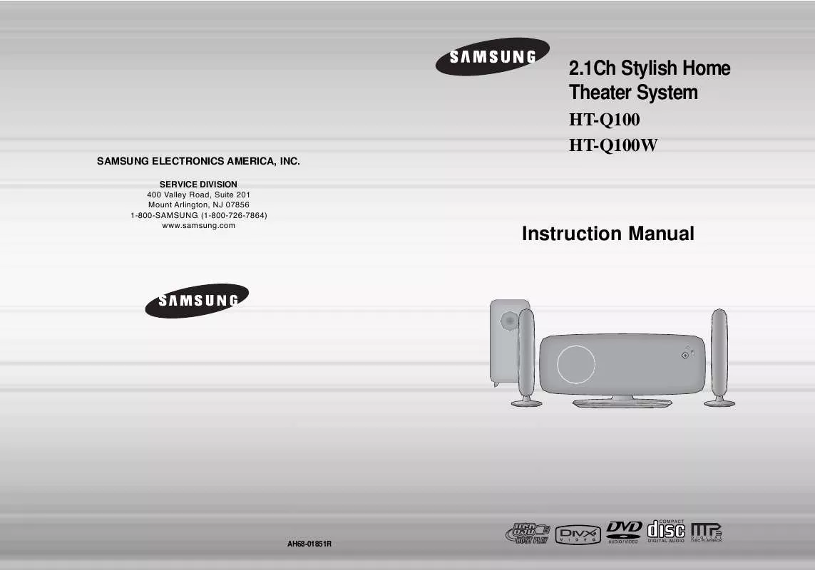 Mode d'emploi SAMSUNG HT-Q100T/XAA