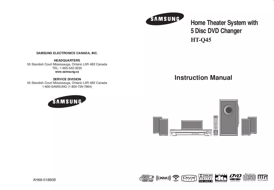 Mode d'emploi SAMSUNG HT-Q45T/XAC