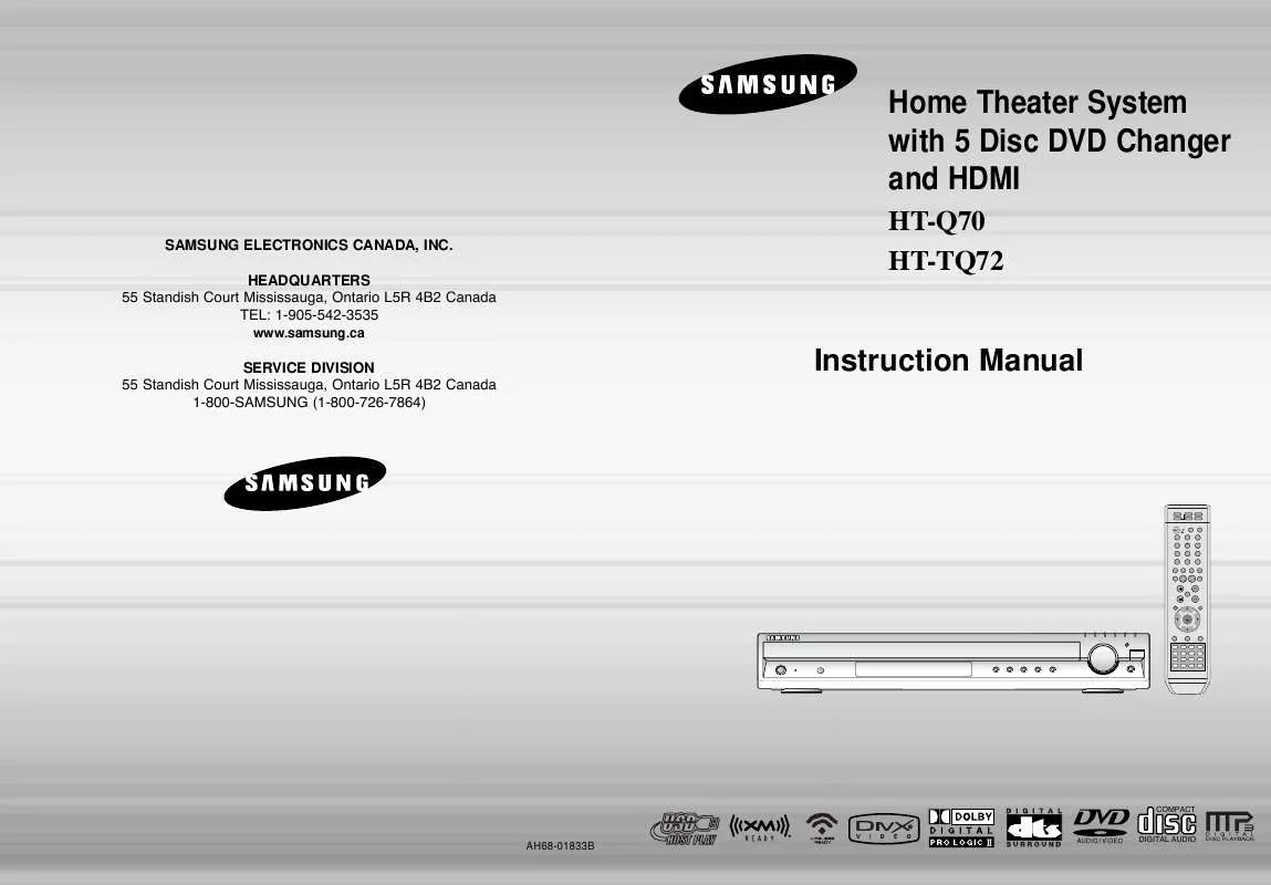 Mode d'emploi SAMSUNG HT-Q70T/XAC