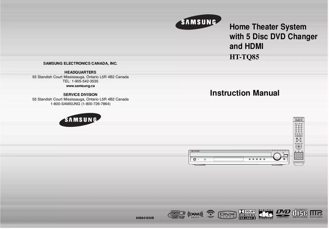 Mode d'emploi SAMSUNG HT-TQ85T/XAC