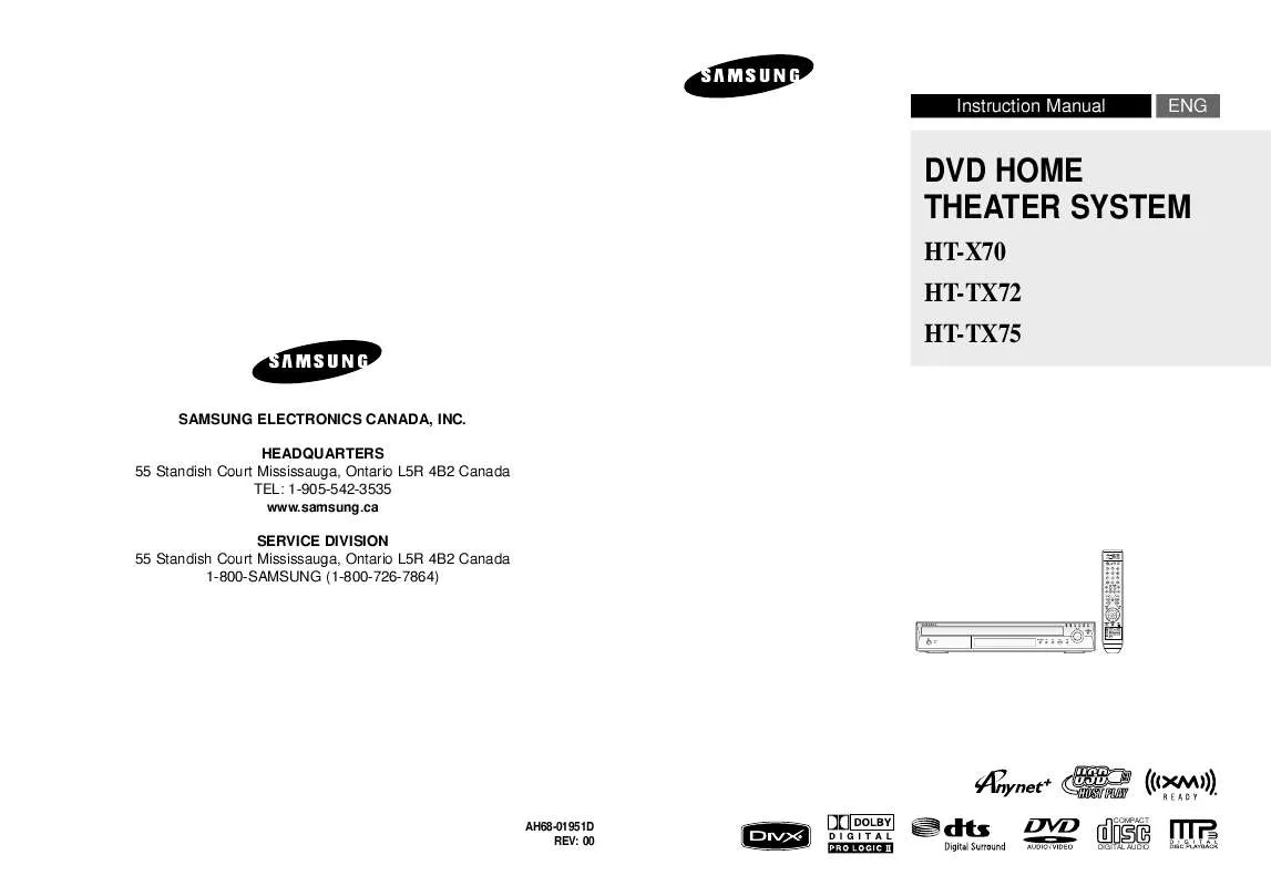 Mode d'emploi SAMSUNG HT-TX72