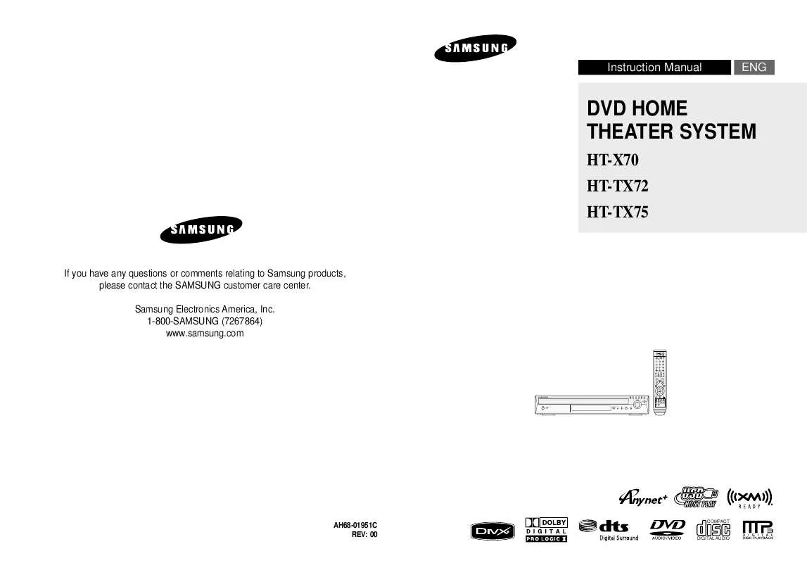 Mode d'emploi SAMSUNG HT-TX72T