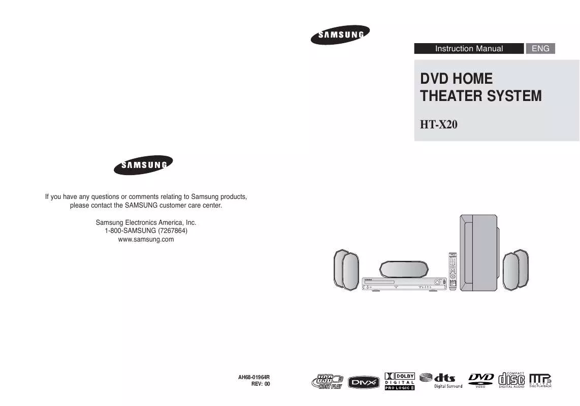 Mode d'emploi SAMSUNG HTX20T-XAA