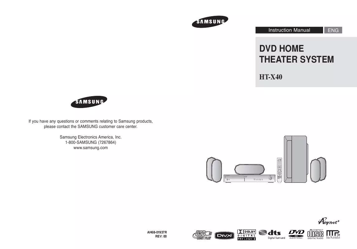 Mode d'emploi SAMSUNG HT-X40T/XAA