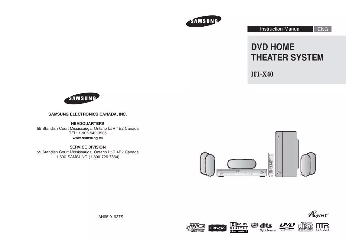 Mode d'emploi SAMSUNG HT-X40T/XAC