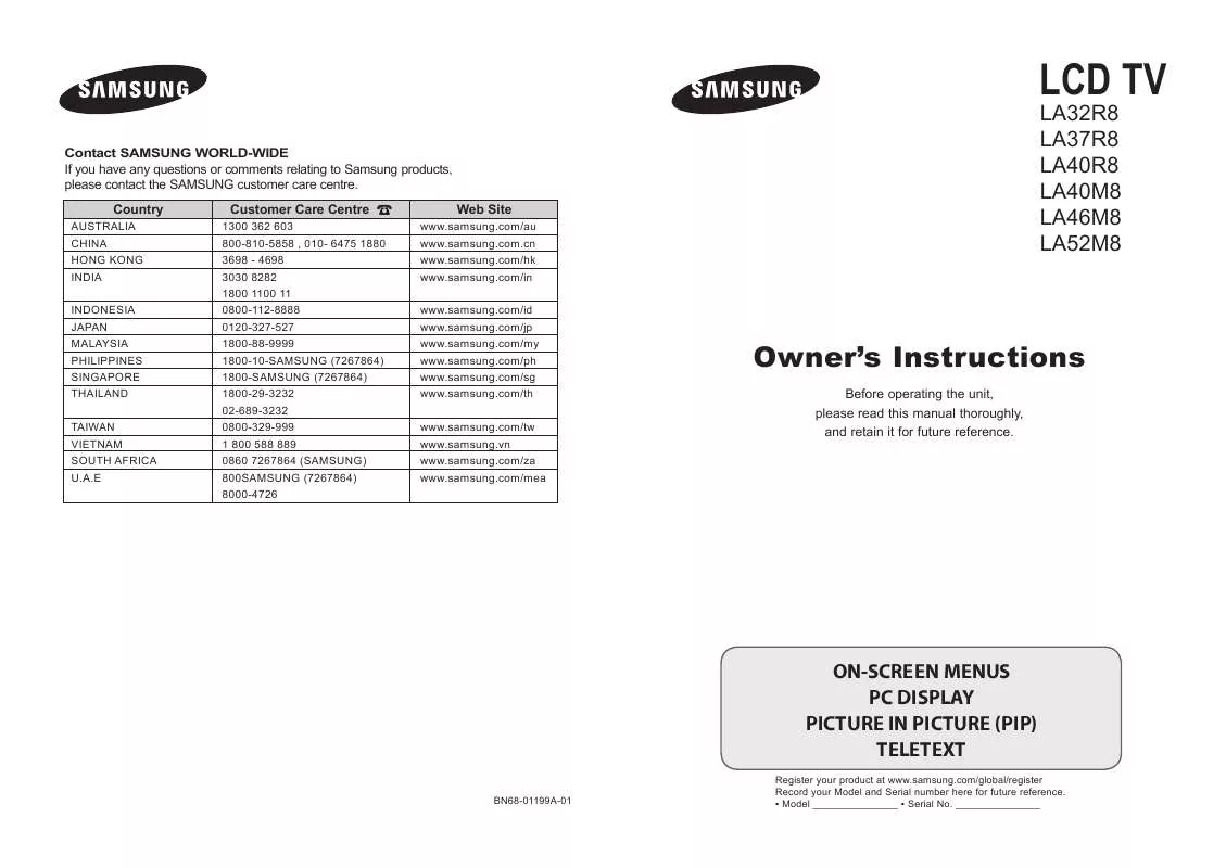 Mode d'emploi SAMSUNG LA32R81BX