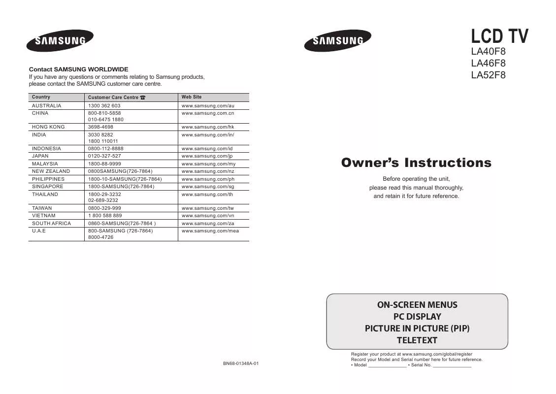 Mode d'emploi SAMSUNG LA46F81B