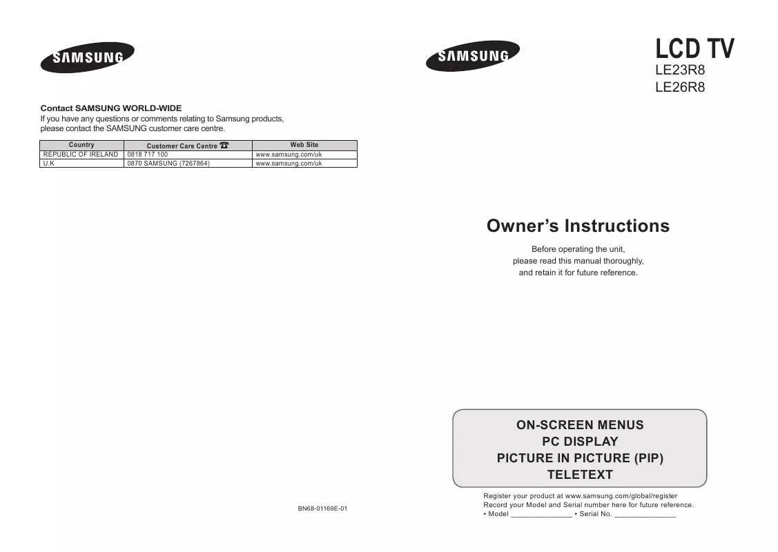 Mode d'emploi SAMSUNG LE 23R86WD