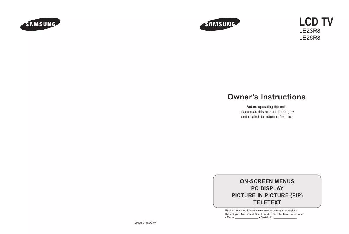 Mode d'emploi SAMSUNG LE-26R81B