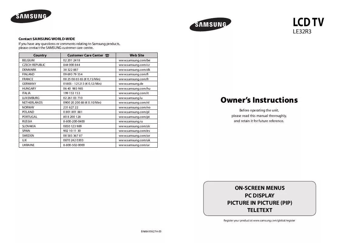 Mode d'emploi SAMSUNG LE-32R32B