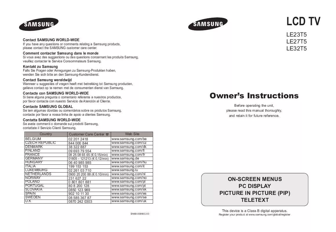 Mode d'emploi SAMSUNG LE-32T51S