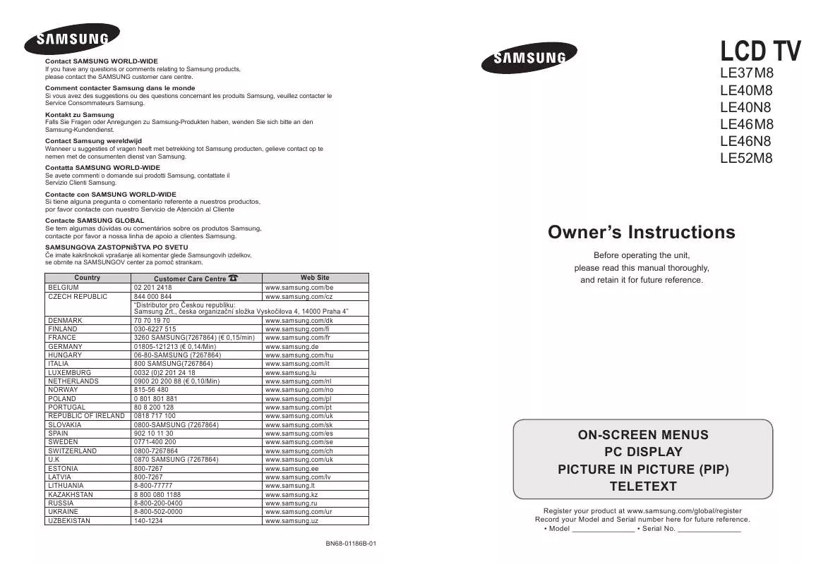 Mode d'emploi SAMSUNG LE-40M86BD