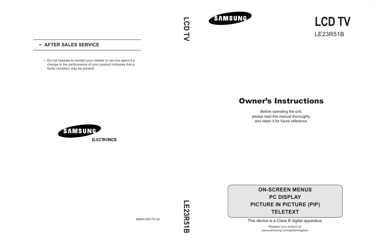 Mode d'emploi SAMSUNG LE23R51B