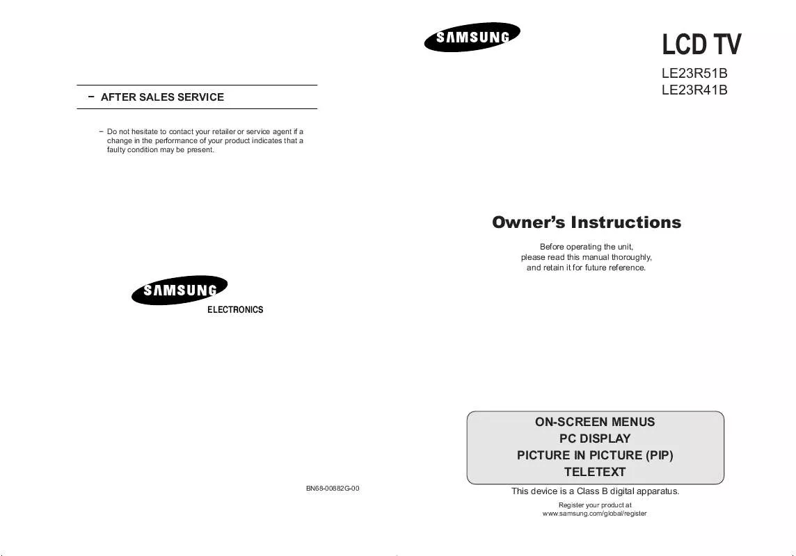 Mode d'emploi SAMSUNG LE23R51BH