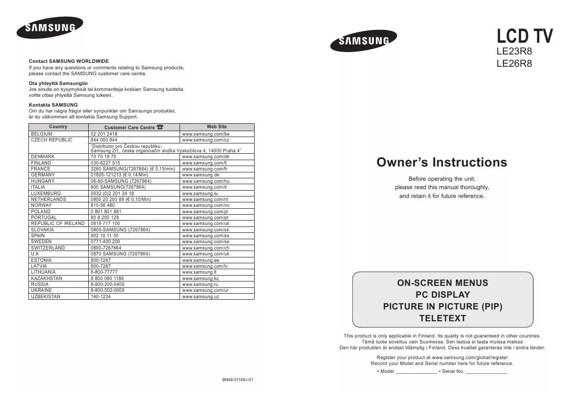 Mode d'emploi SAMSUNG LE23R86BC