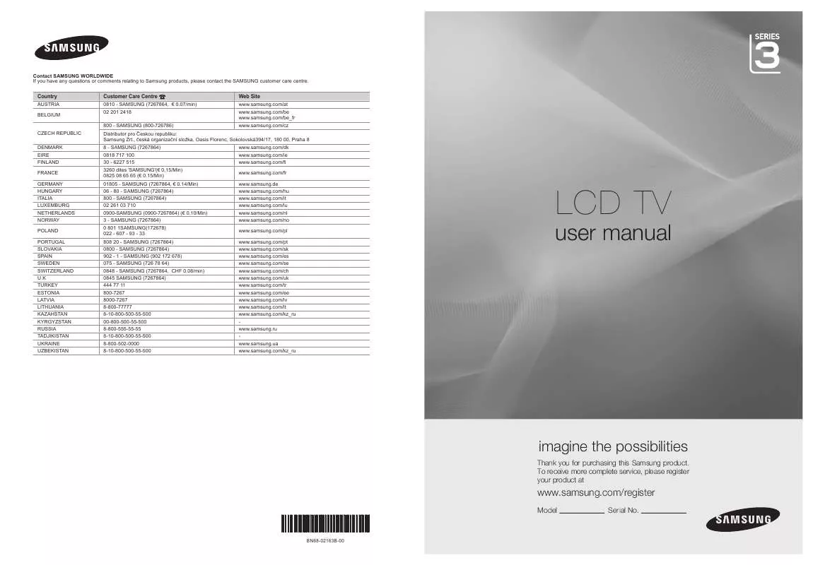 Mode d'emploi SAMSUNG LE26B355F1W