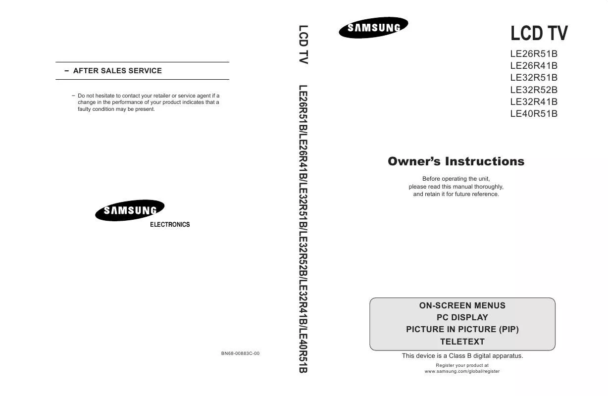 Mode d'emploi SAMSUNG LE26R51BH