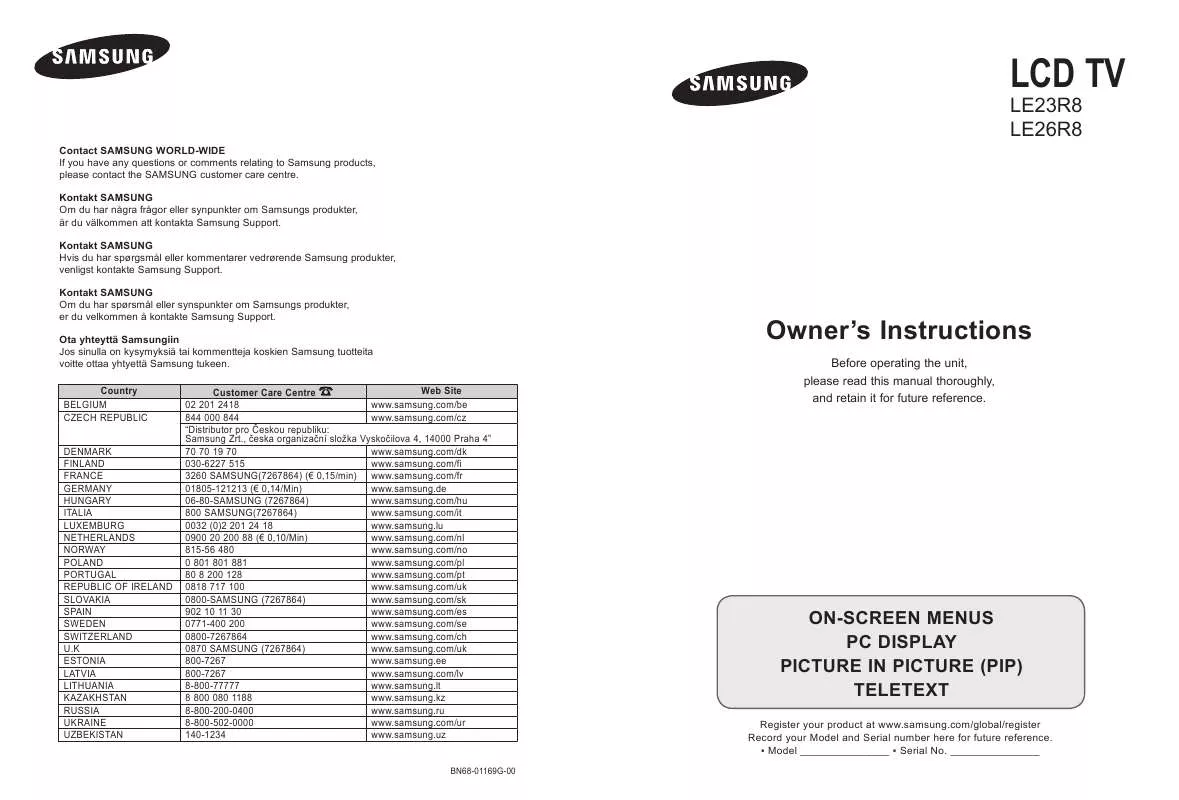 Mode d'emploi SAMSUNG LE26R89