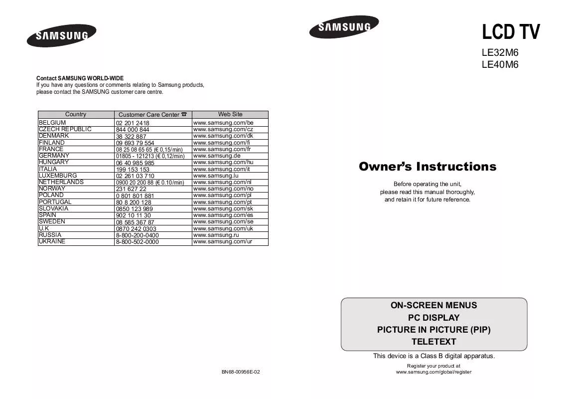 Mode d'emploi SAMSUNG LE32M61B