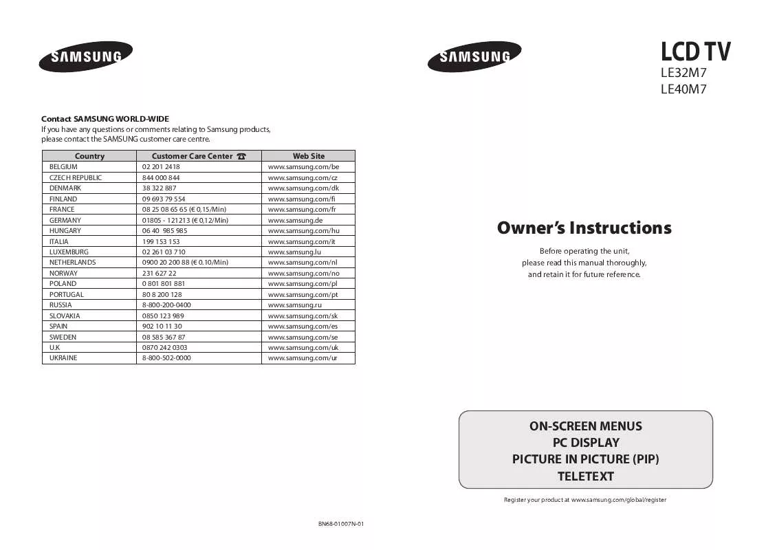 Mode d'emploi SAMSUNG LE32M73BD