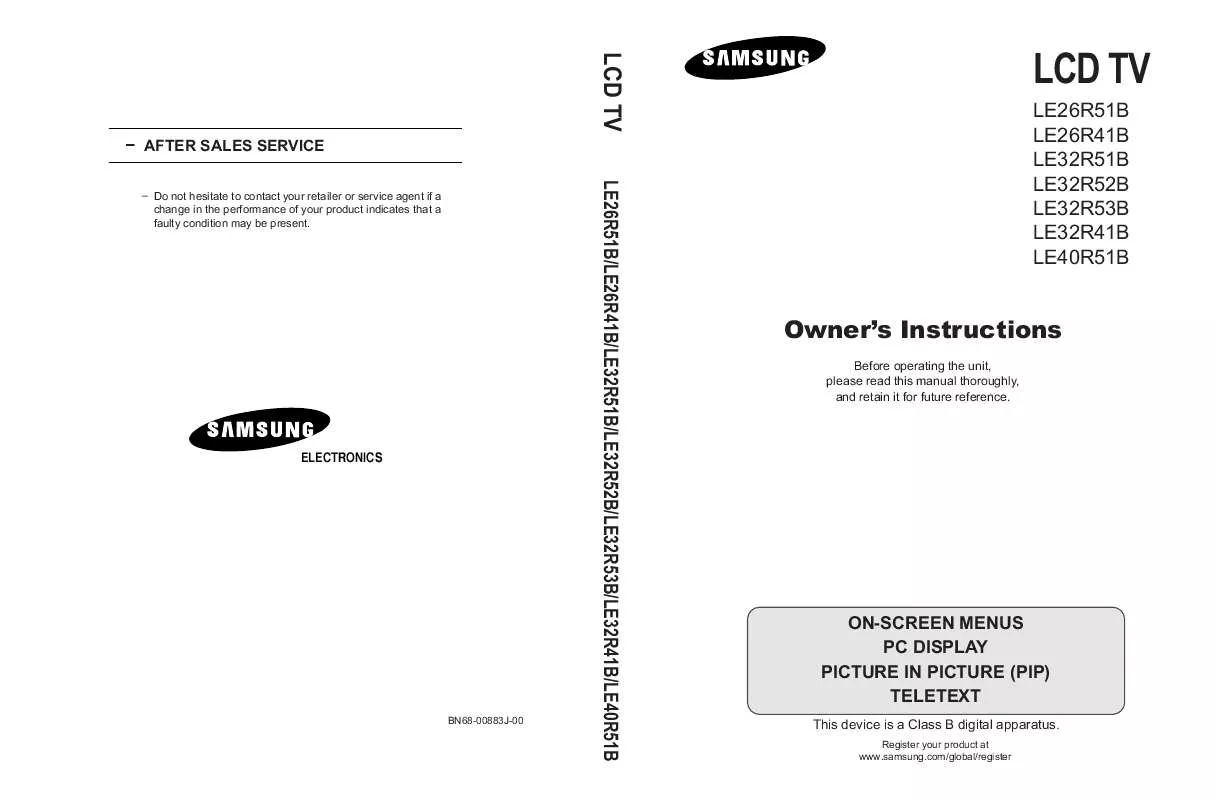 Mode d'emploi SAMSUNG LE32R31SU