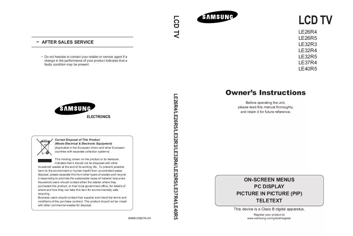 Mode d'emploi SAMSUNG LE32R41BU