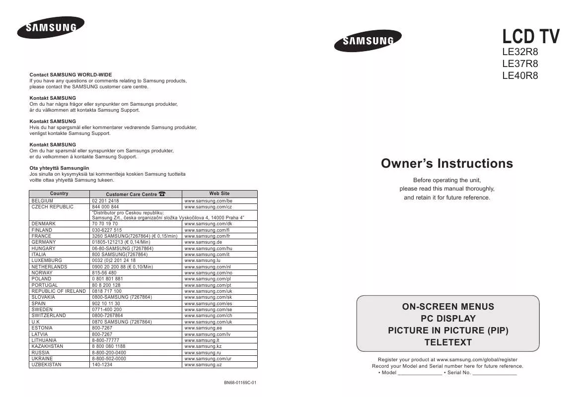 Mode d'emploi SAMSUNG LE32R86W