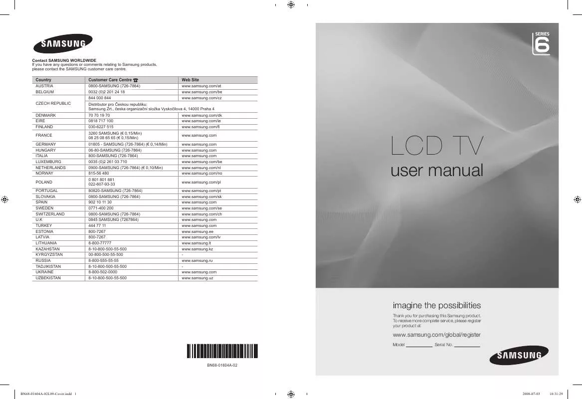 Mode d'emploi SAMSUNG LE37A616A3F