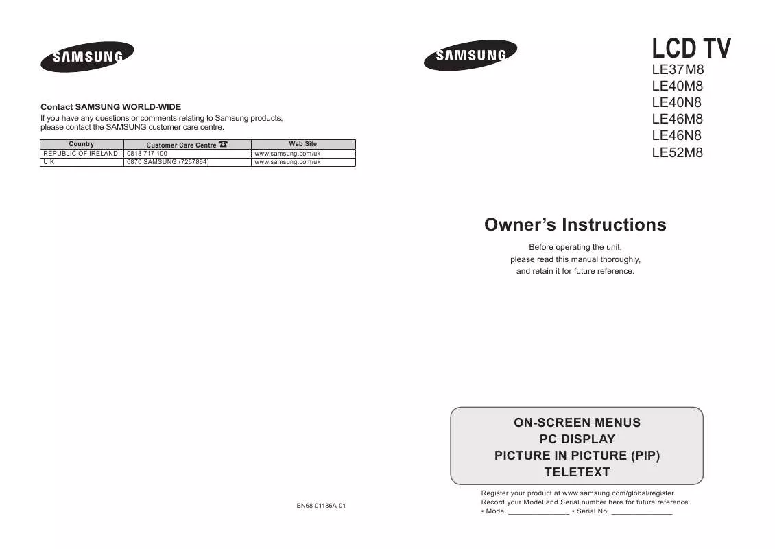 Mode d'emploi SAMSUNG LE37M87BD