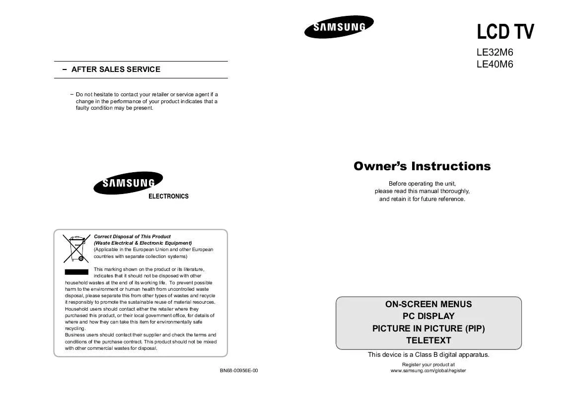 Mode d'emploi SAMSUNG LE40M61B