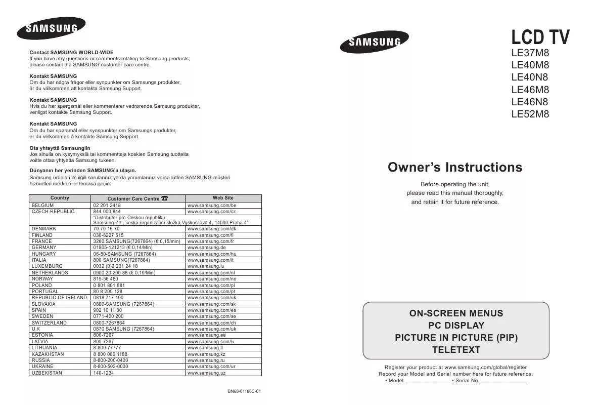 Mode d'emploi SAMSUNG LE40M86