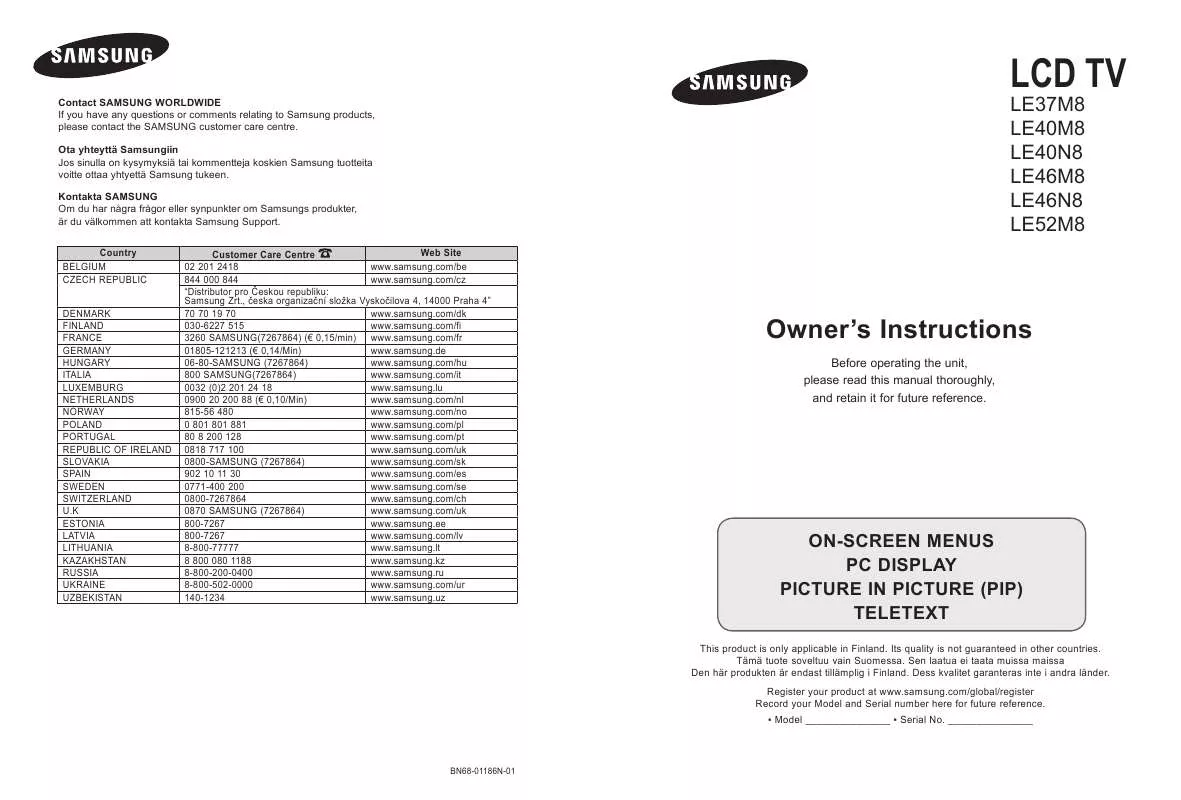 Mode d'emploi SAMSUNG LE40N87BC