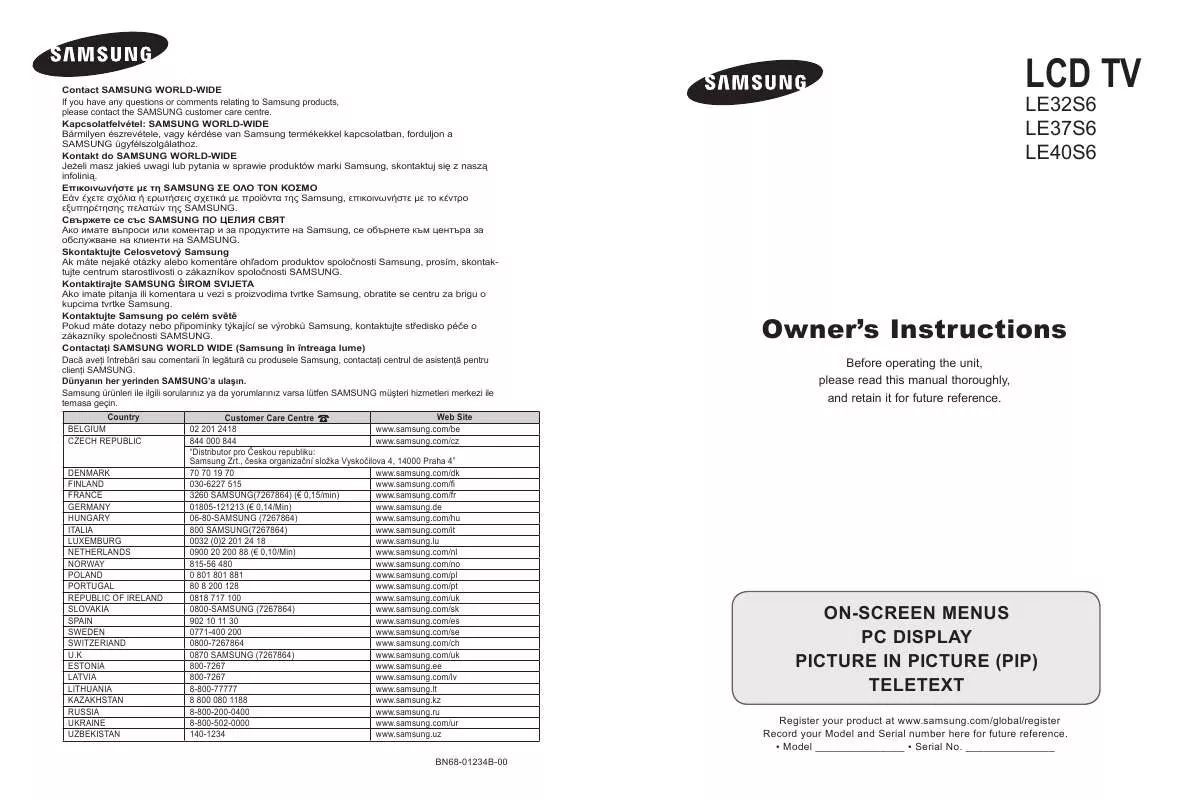 Mode d'emploi SAMSUNG LE40S62B