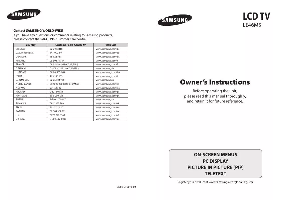 Mode d'emploi SAMSUNG LE46M53BD