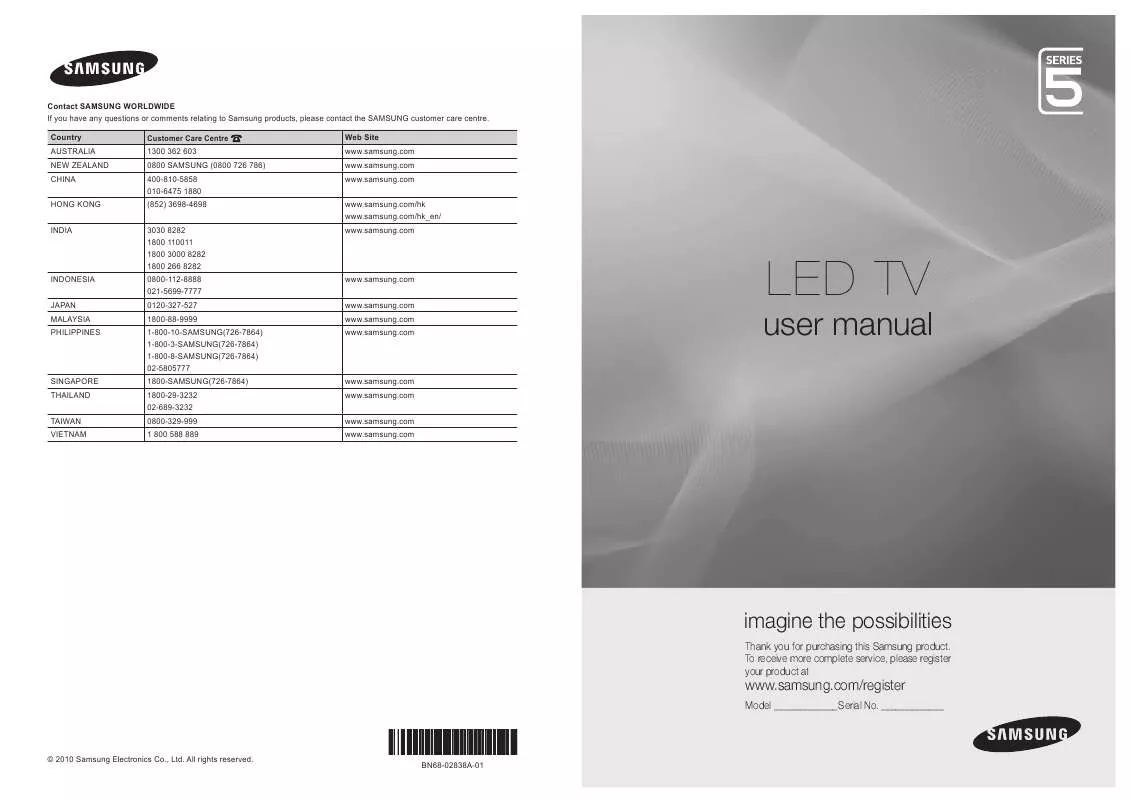 Mode d'emploi SAMSUNG LED SERIES 5 32C5000