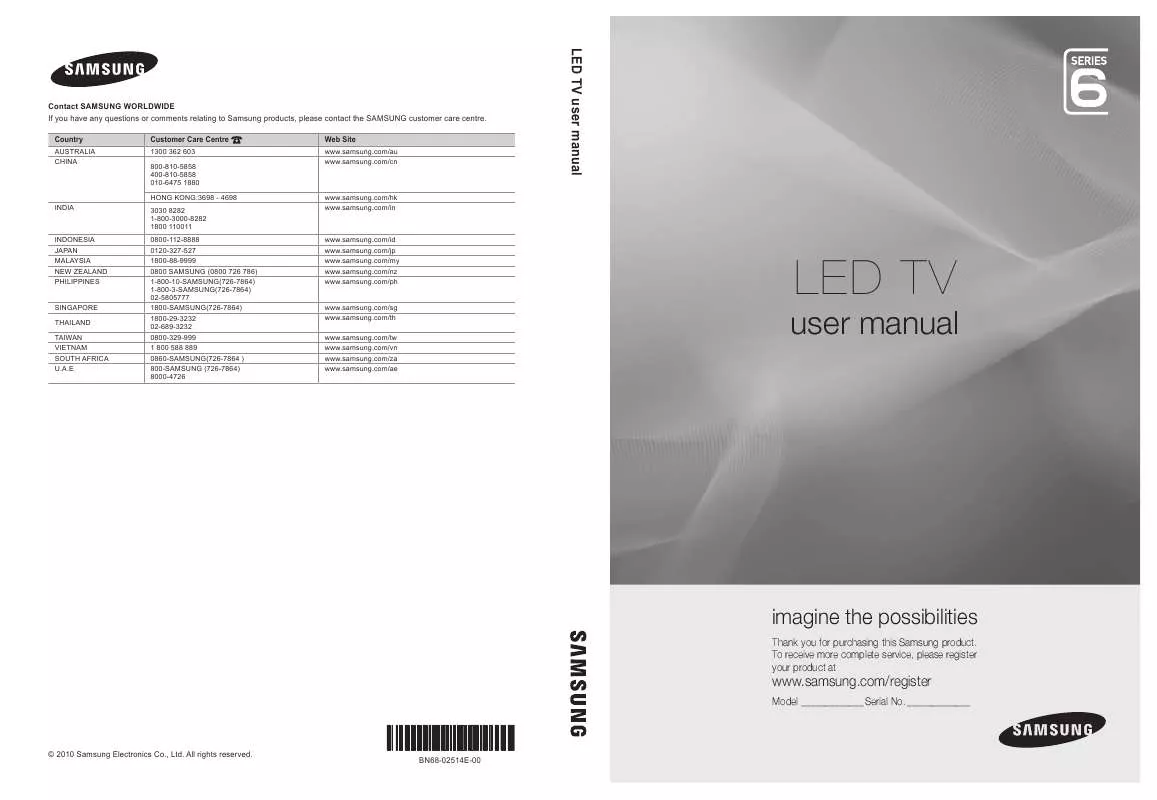 Mode d'emploi SAMSUNG LED SERIES 6 40C6900