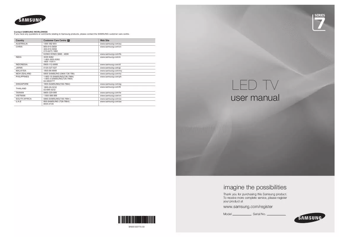 Mode d'emploi SAMSUNG LED SERIES 7 40B7000