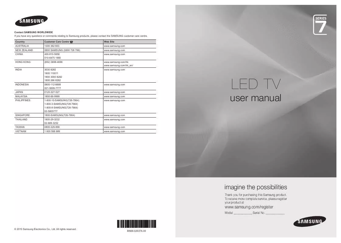 Mode d'emploi SAMSUNG LED SERIES 7 40C7000