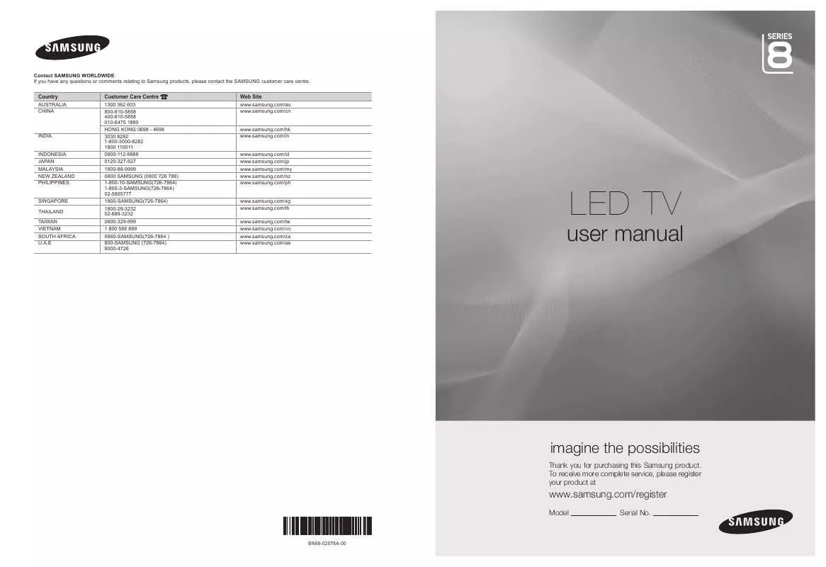 Mode d'emploi SAMSUNG LED SERIES 8 46B8000