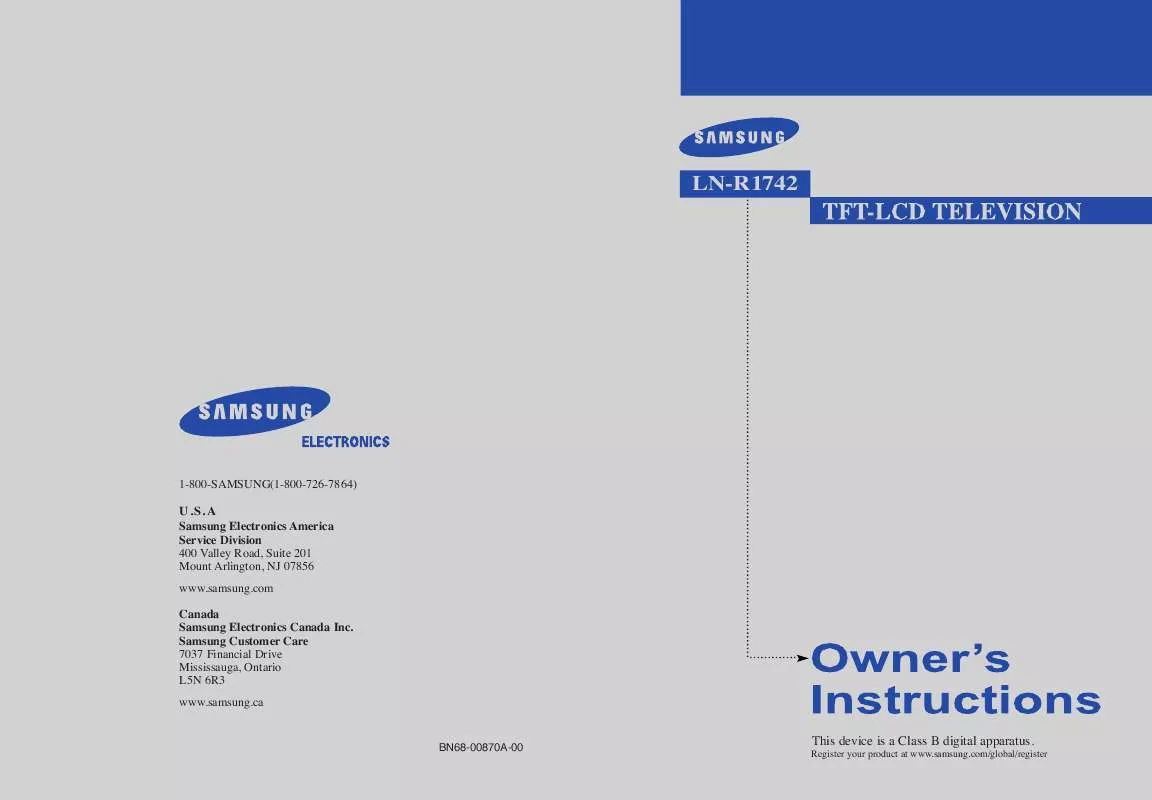 Mode d'emploi SAMSUNG LN-R1742