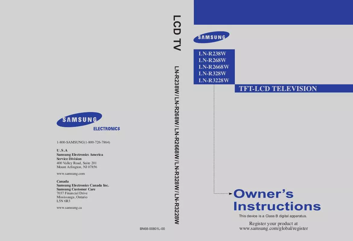 Mode d'emploi SAMSUNG LN-R238W