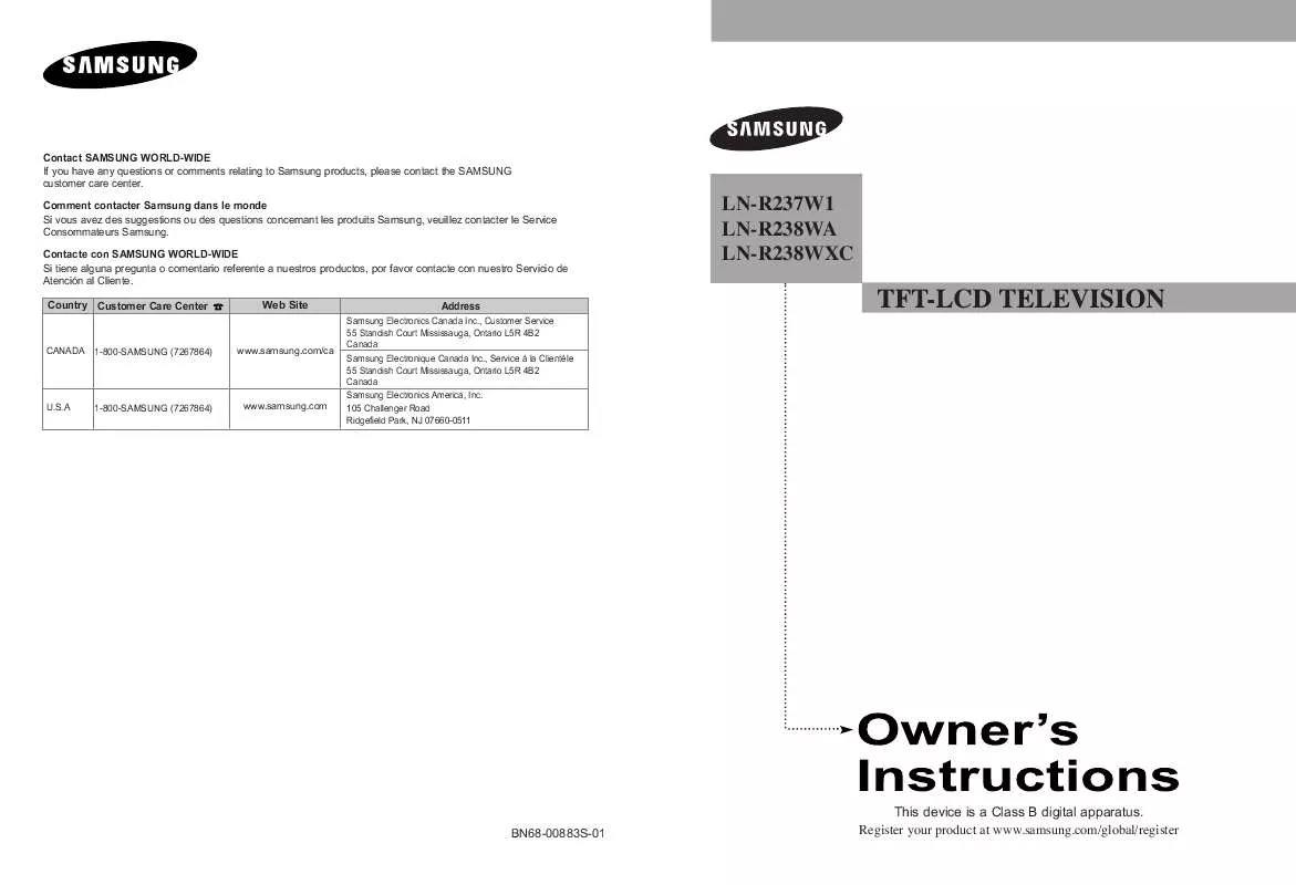 Mode d'emploi SAMSUNG LN-R238WXC